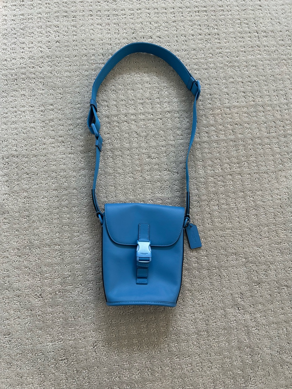Coach Blue Leather Crossbody with Front Buckle